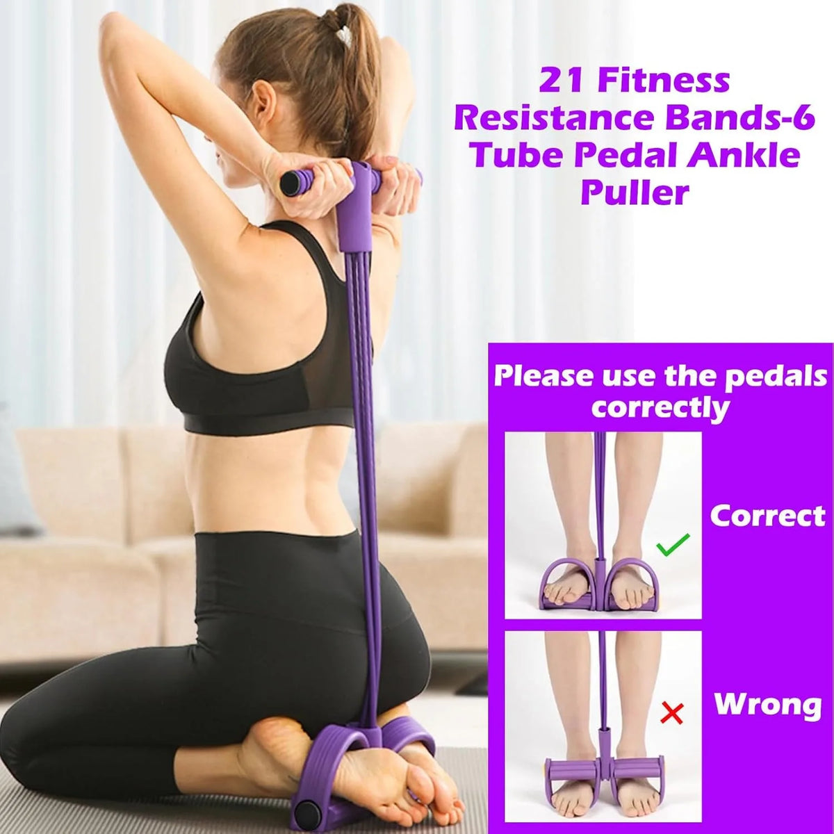 1pcs Multifunctional Yoga Pedal Resistance Band, Home Workout Equipment, Abdominal Exercise Auxiliary Equipment, Pilates Tension Rope, Suitable for Home Exercise Yoga Training,Home Gym Equipment for Full Body Strength for A