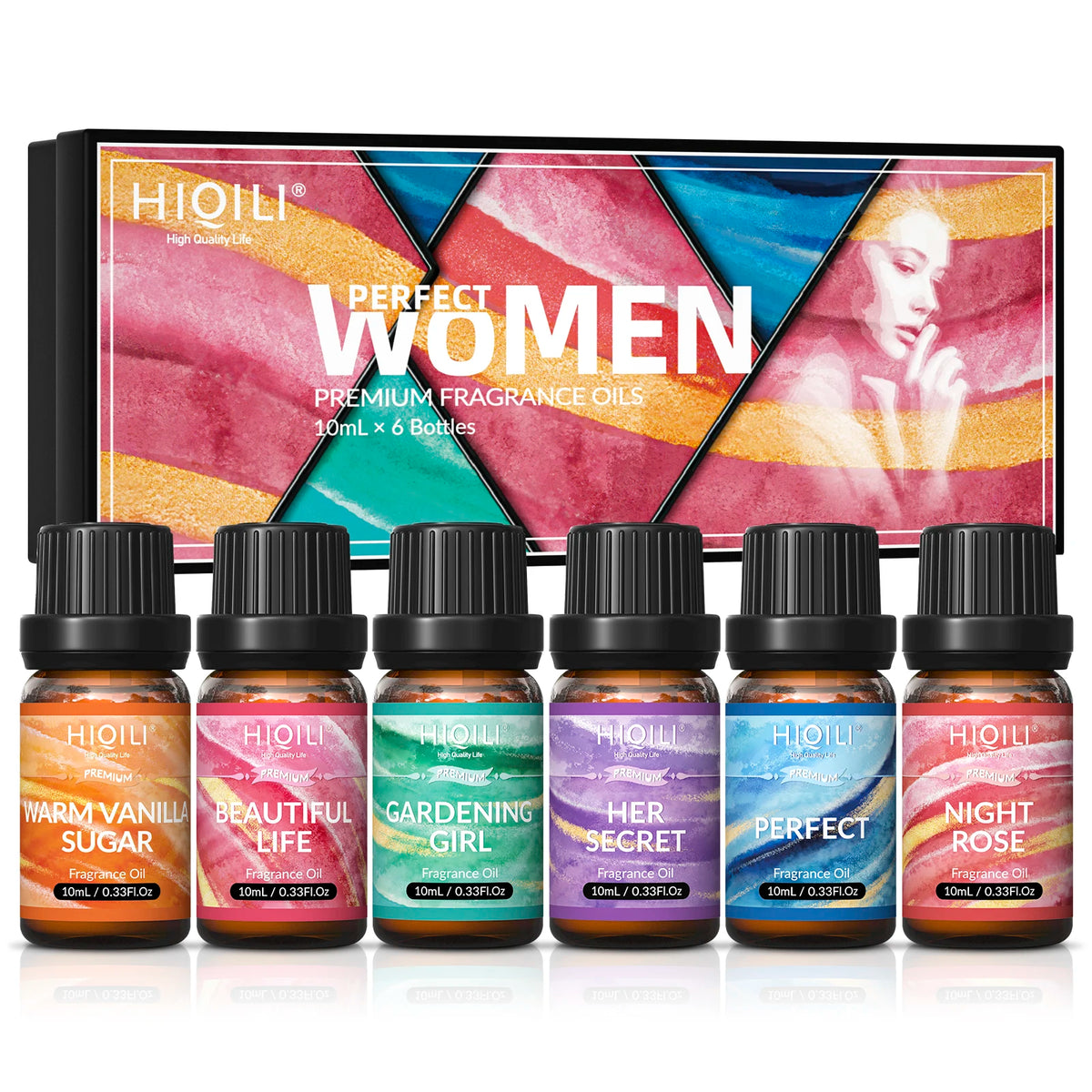 HIQILI Fragrance Oil Set, 6 PCS*10mL Pure Perfume Oil Set for Gift Aromatherapy Diffuser DIY Perfume Candle Soap Making