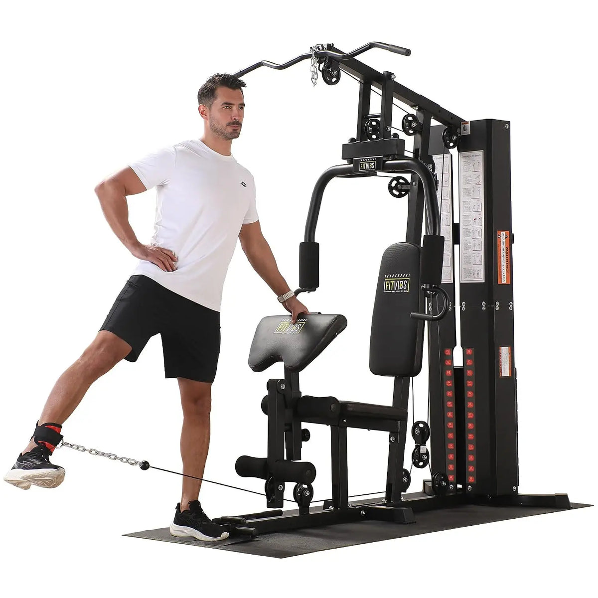 Multifunctional Home Gym Machine with Floor Mat, 160LBS Weights | – Strength Training Workout Station with 160-Pound, Custom