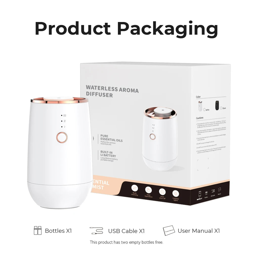 Mini Car Aroma Diffuser Air Freshener Waterless Essential Oils Diffuser USB Rechargeable Fragrance Diffusers 