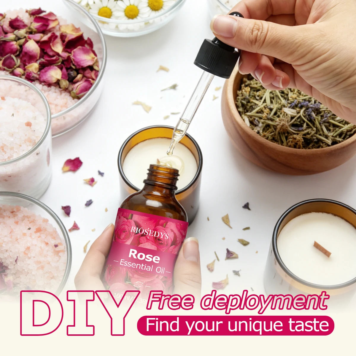 Rose Essential Oil, Elegant Floral Fragrance Oil for Diffusers, DIY Scented Crafts & Aromatherapy, Soft Romantic Aroma