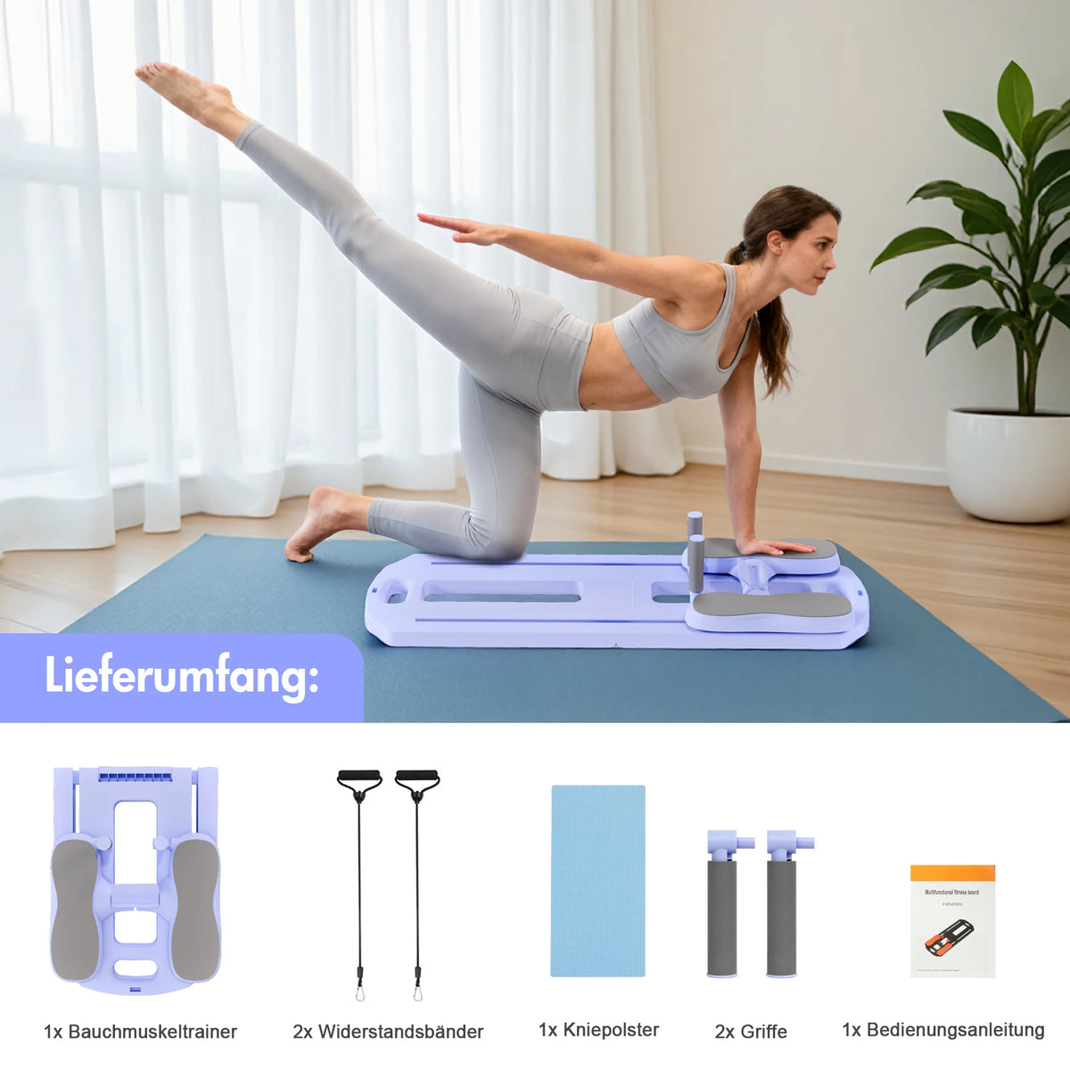 Foldable Pilates Ab Board 5-in-1 Core Training Slab Board Abdominal Exercise Fitness Equipment Multifunctional For Home Office