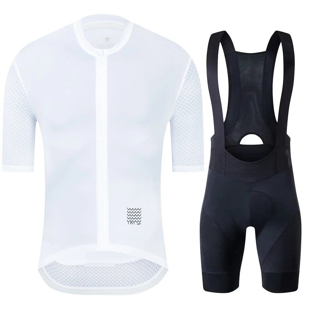 YKYWBIKE Men's Cycling Jersey Set Cycling Bib Shorts Classic MTB Kit Breathable Bike Clothes Bicycle Maillot Cycling Clothing