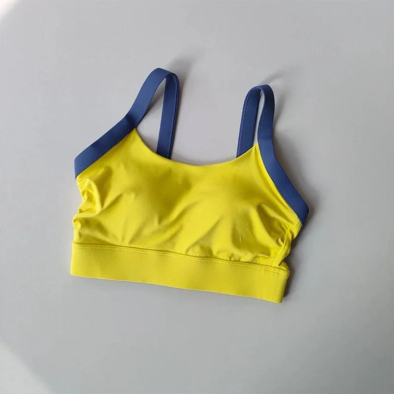 High Intensity Color Blocking Cross Back Integrated Yoga Set Sports Underwear High Waist and Hip Lifting Fitness Leggings