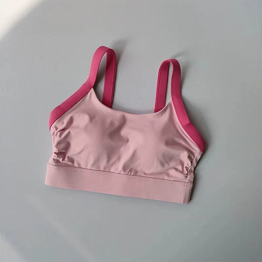 High Intensity Color Blocking Cross Back Integrated Yoga Set Sports Underwear High Waist and Hip Lifting Fitness Leggings