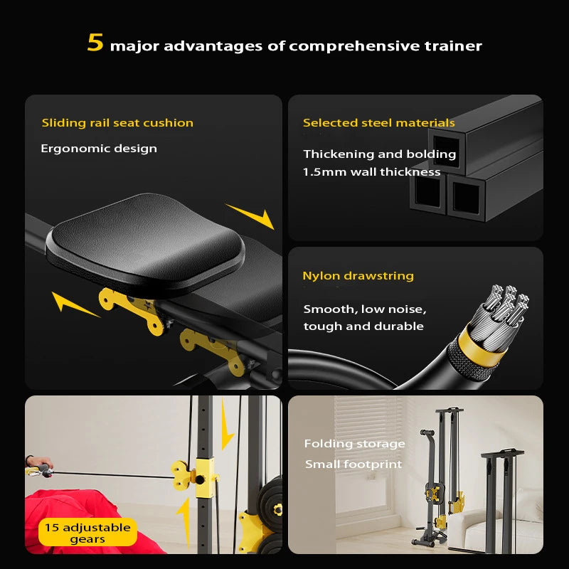 Rowing Machine Fitness Equipment, Exercise High Pull Stand Dumbbell Multifunctional Integrated Training Device, Smith Machine