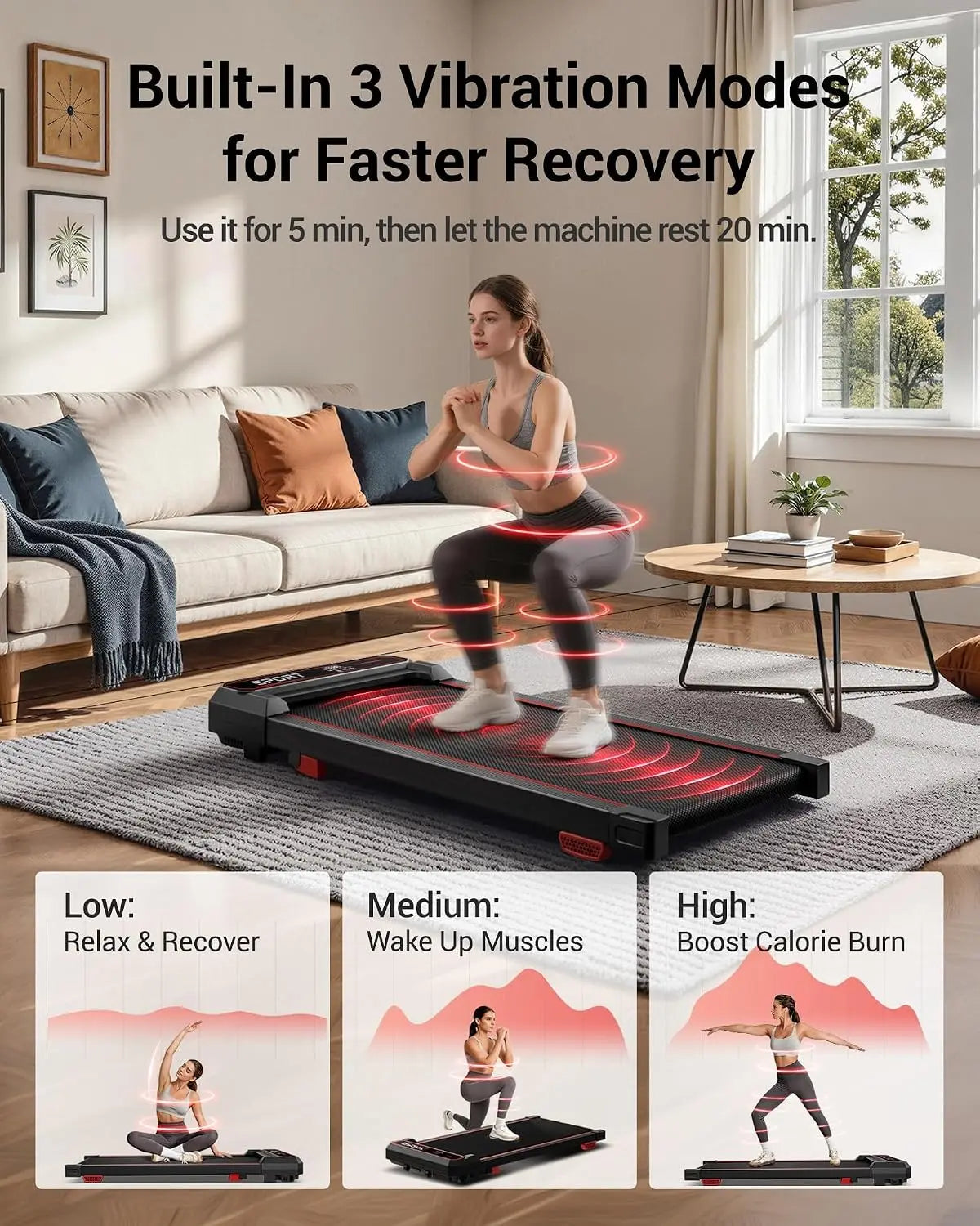 Walking Vibration Pad, 12% Incline Treadmills for Home