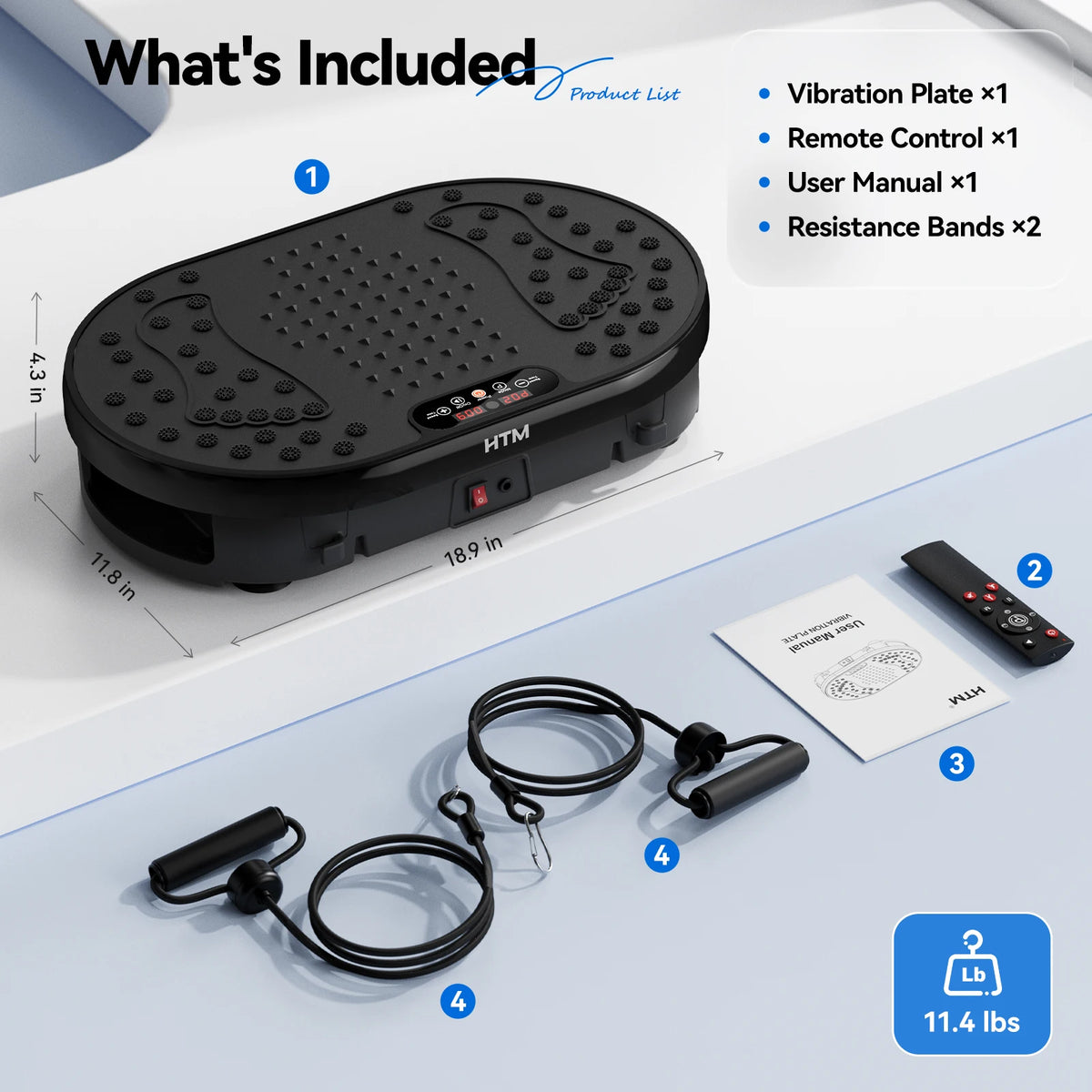 18''/20''/22'' Vibration Plate Fitness Multi-Function Vibration Trainer Whole Body Workout for Home Gym Muscle Relax Exercise