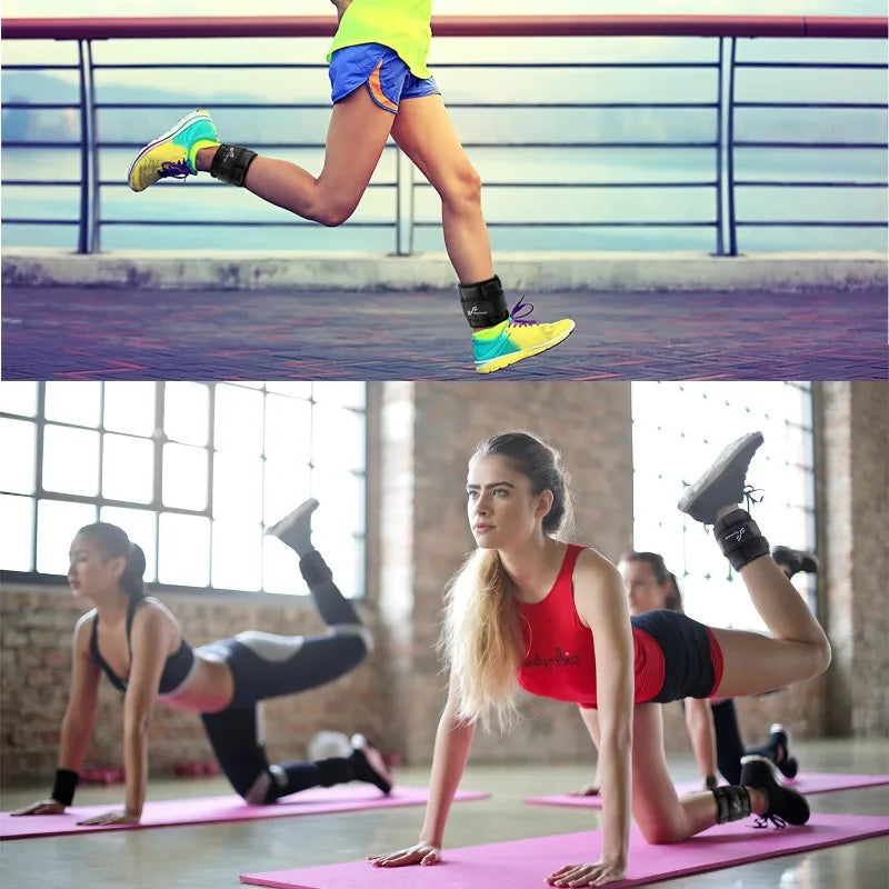 Adjustable Ankle Weights 1 Pair 2 4 6 8 10 Lbs Leg Weight Straps for Women Men, Weighted Ankle Weights Set for Gym,