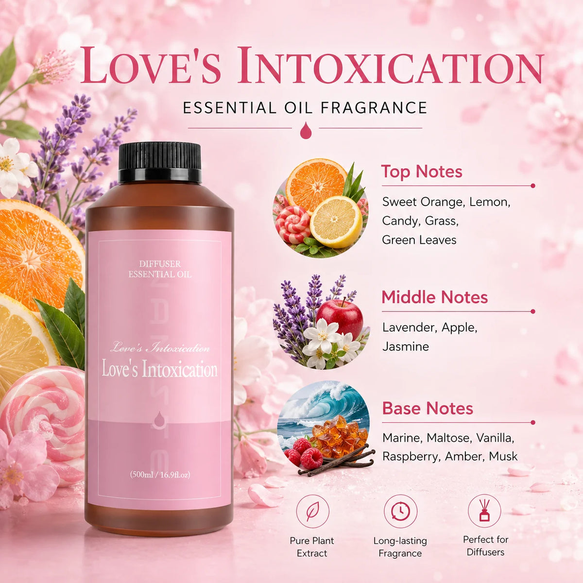 NAMSTE 500ML Essential Oil Aroma Oil for Humidifier Scent Aromatherapy Fragrance Long Lasting Fragrance Oil Home Hotel SPA New