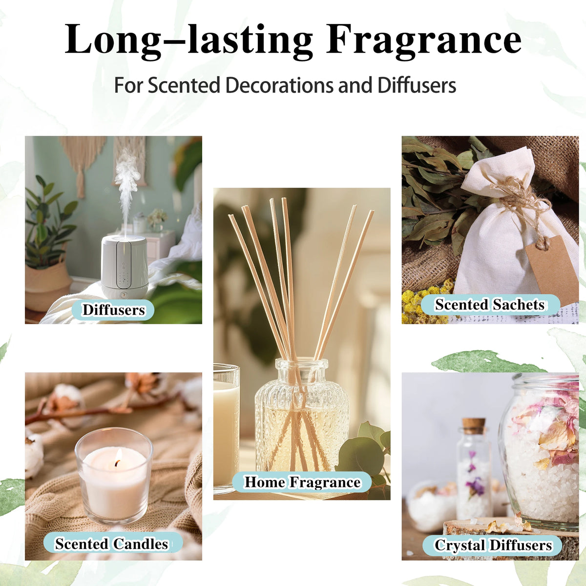 3.38fl.oz Fragrance Oil for Aroma Humidifier Home Car Diffuser Black Orchid Orange Blossom Honeysuckle Lime Guava Green Apple