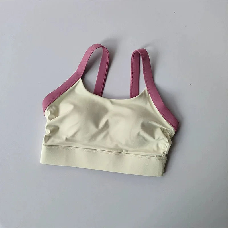 High Intensity Color Blocking Cross Back Integrated Yoga Set Sports Underwear High Waist and Hip Lifting Fitness Leggings