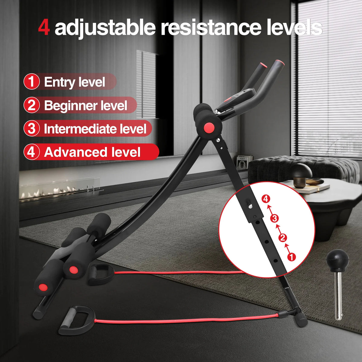 GIKPAL Foldable Ab Machine Ab Workout Equipment for Home Gym,Core & Abdominal Trainer Fitness Equipment Max 440lbs LCD Display