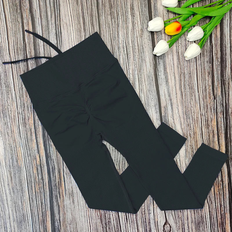 Ribbed Yoga Leggings Women Sports Pants Tights Seamless Sport Femme Gym Leggins Workout Fitness Pants Athletic Wear