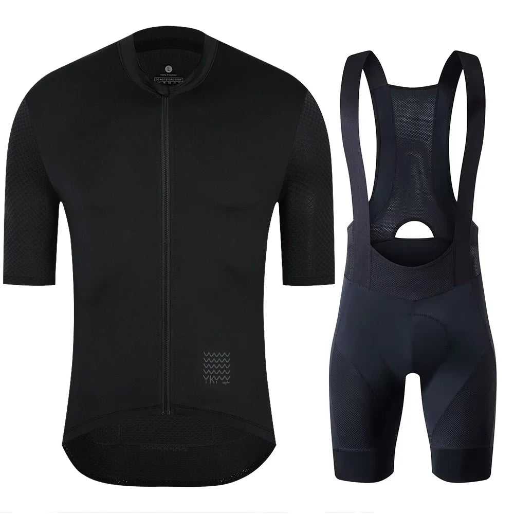 YKYWBIKE Men's Cycling Jersey Set Cycling Bib Shorts Classic MTB Kit Breathable Bike Clothes Bicycle Maillot Cycling Clothing