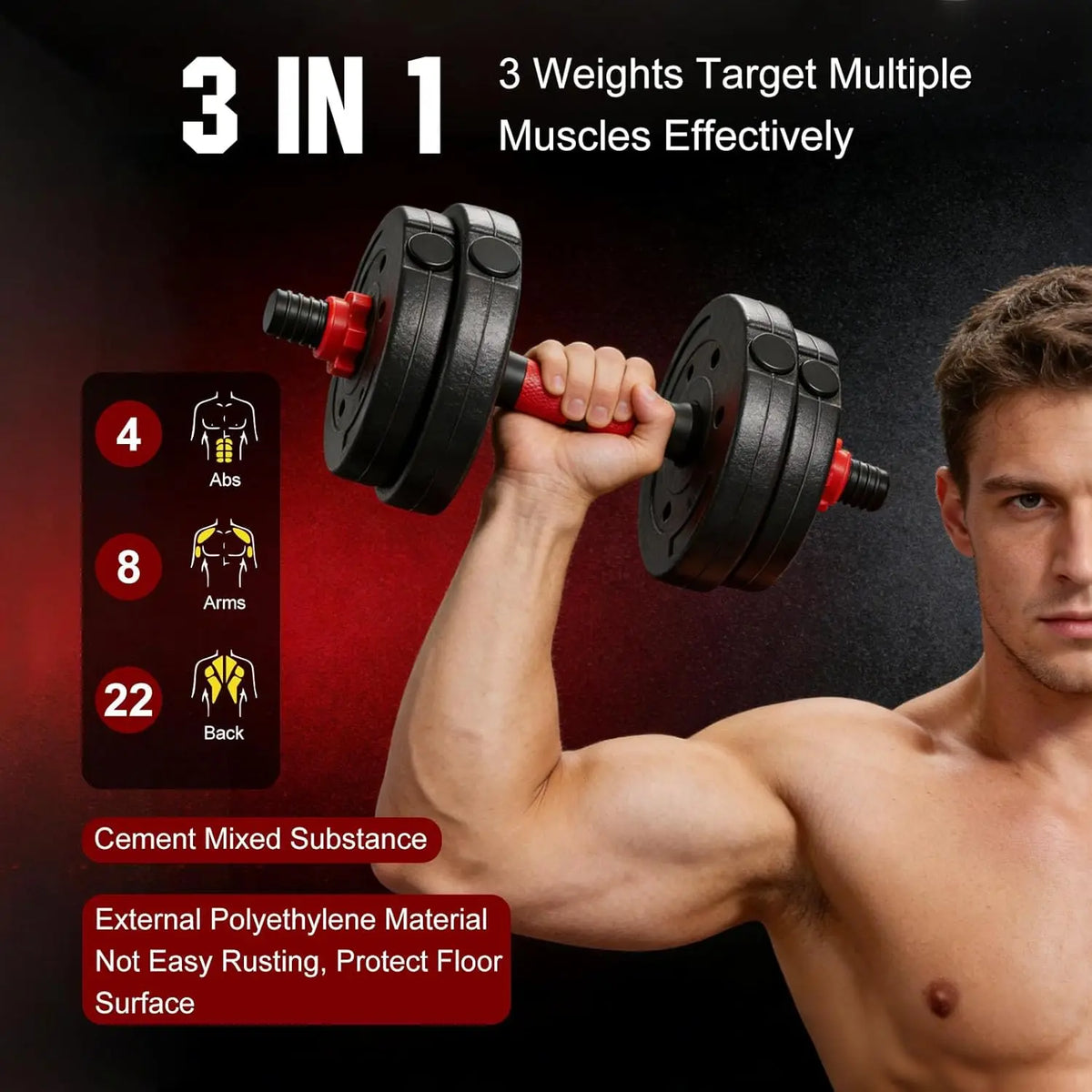 22lb 2-in-1 Adjustable Dumbbell & Barbell Set for Home Exercise & Fitness