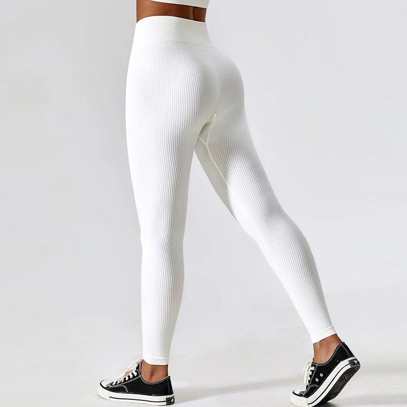 Ribbed Yoga Leggings Women Sports Pants Tights Seamless Sport Femme Gym Leggins Workout Fitness Pants Athletic Wear