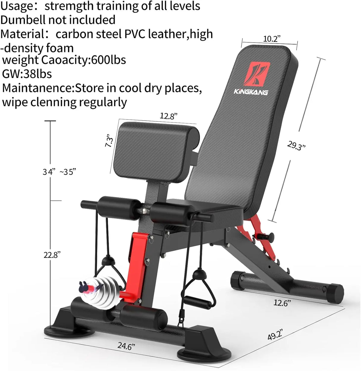 14-in-1 Foldable Dumbbell Bench Weight Pre-Assembled Multi-Functional 1000 lbs 6 Adjustable Levels for Full Body Workout
